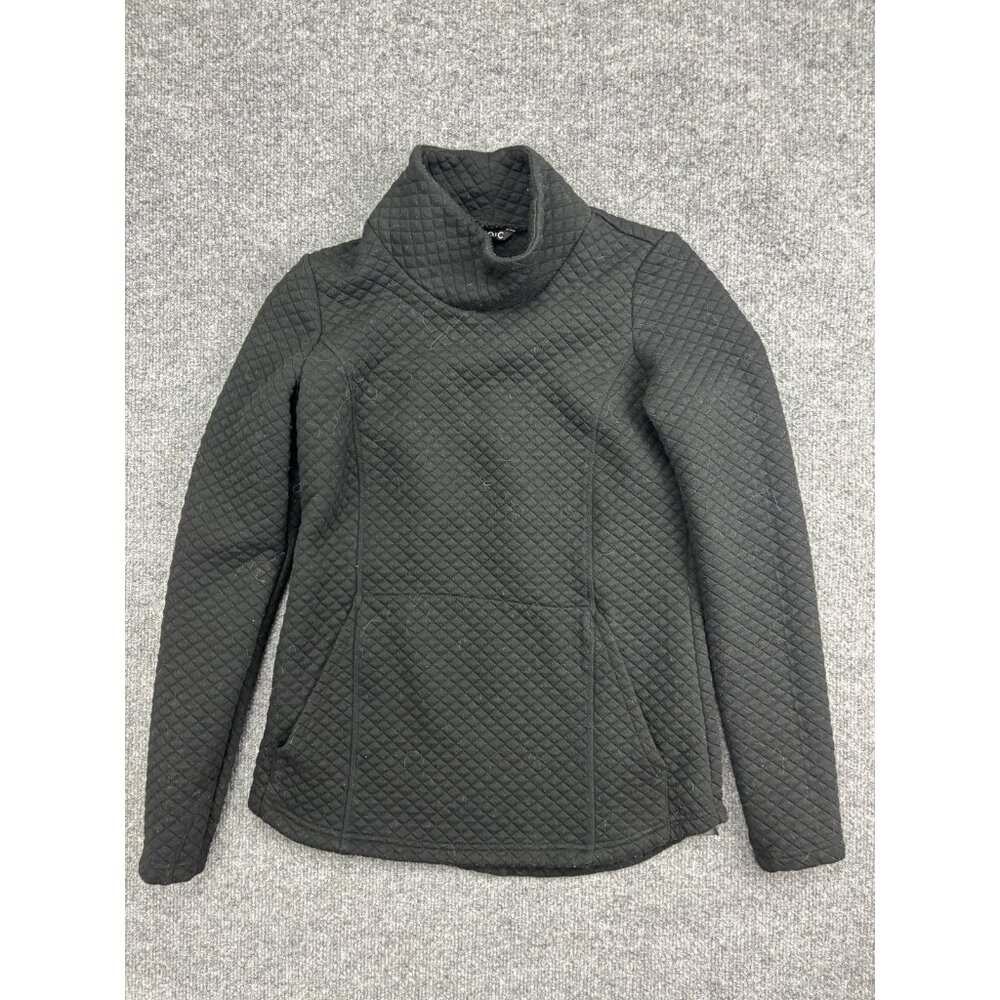 Stoic Jacket Womens XS Black Quilted Funnel‎ Neck Pullover Knit Pockets